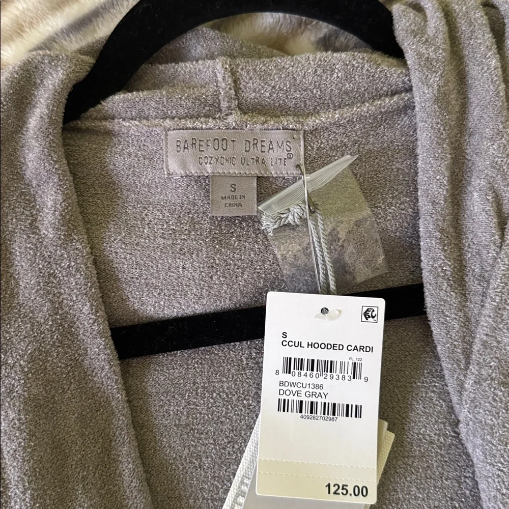 NEW Barefoot Dreams light Gray Hooded Open Cardigan, Sz S - Picture 5 of 5